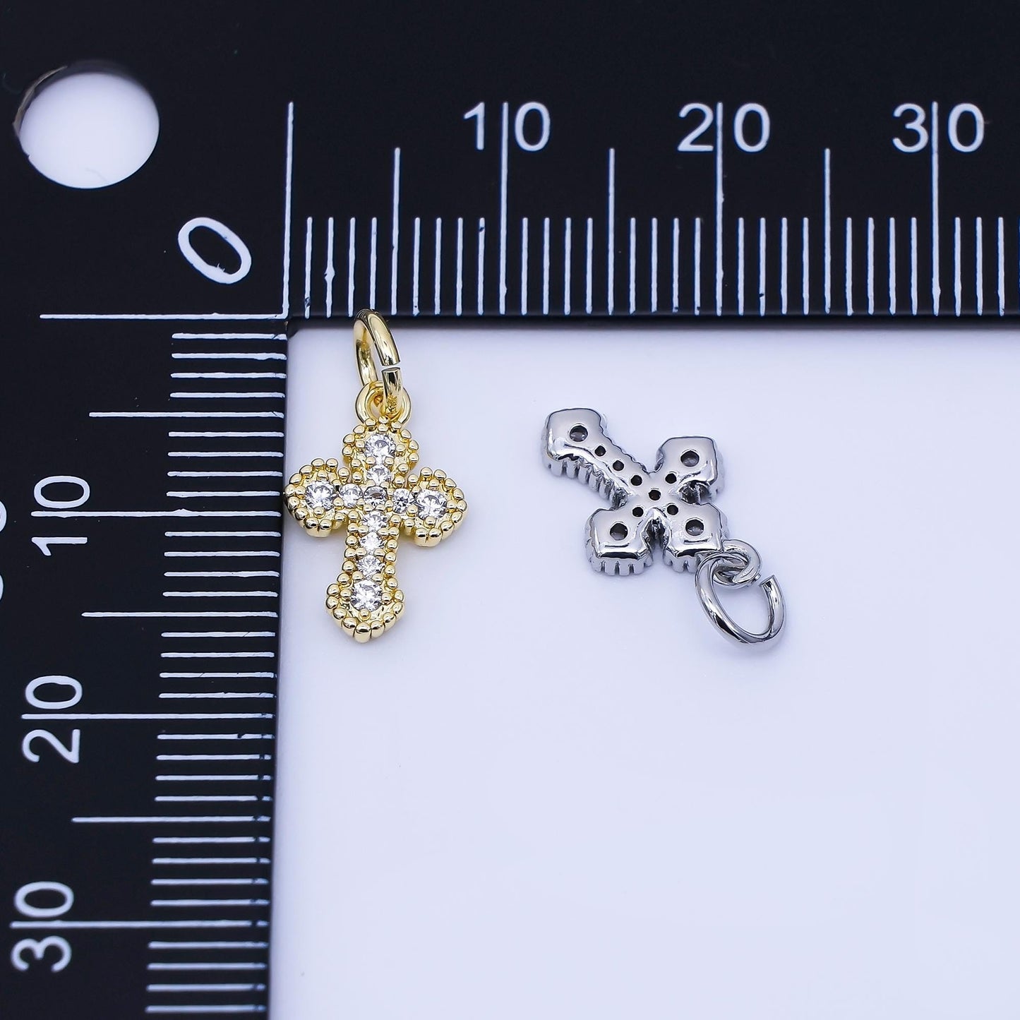 24k Gold Filled Clear CZ Religious Cross Charm in Gold & Silver Spiritual Theme DIY Supply for Jewelry Making Necklace Bracelet | C974