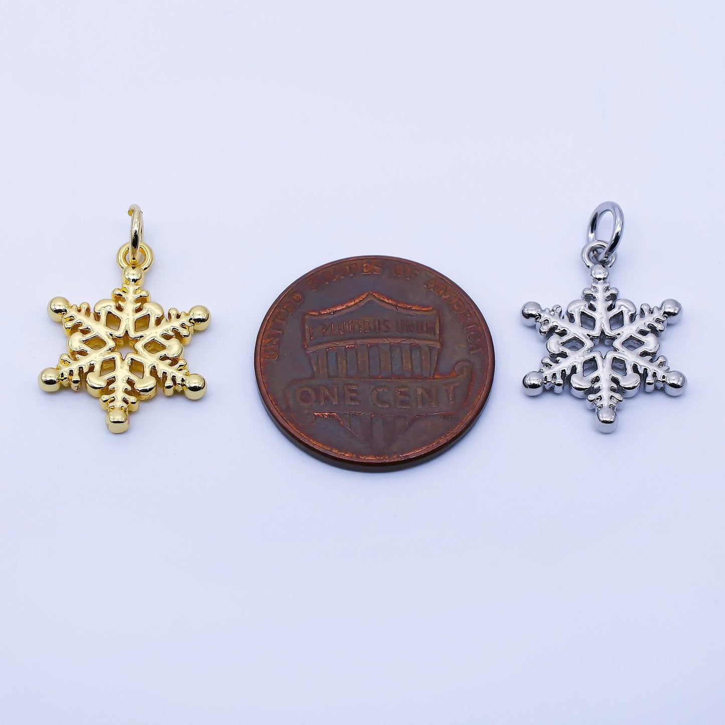 24K Gold Filled 17mm Snowdrop Minimalist Charm in Gold & Silver Dainty Snowflake Add On DIY Custom Jewelry for Necklace or Bracelet | C937