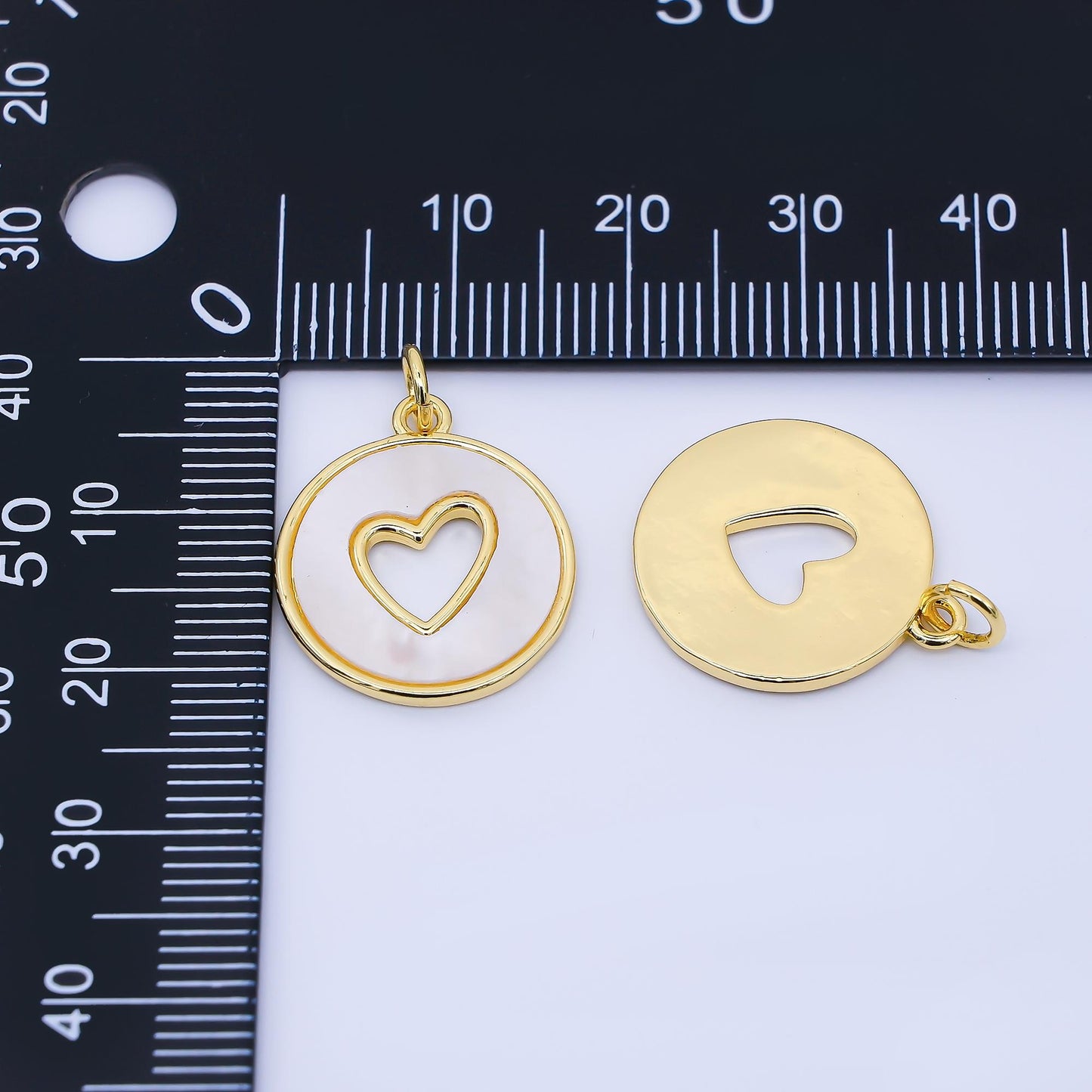 24K Gold Filled 19.5mm White Shell Pearl Open Heart Love Charm DIY Jewelry Making Supply for Dainty Necklace or Earring | AF1621