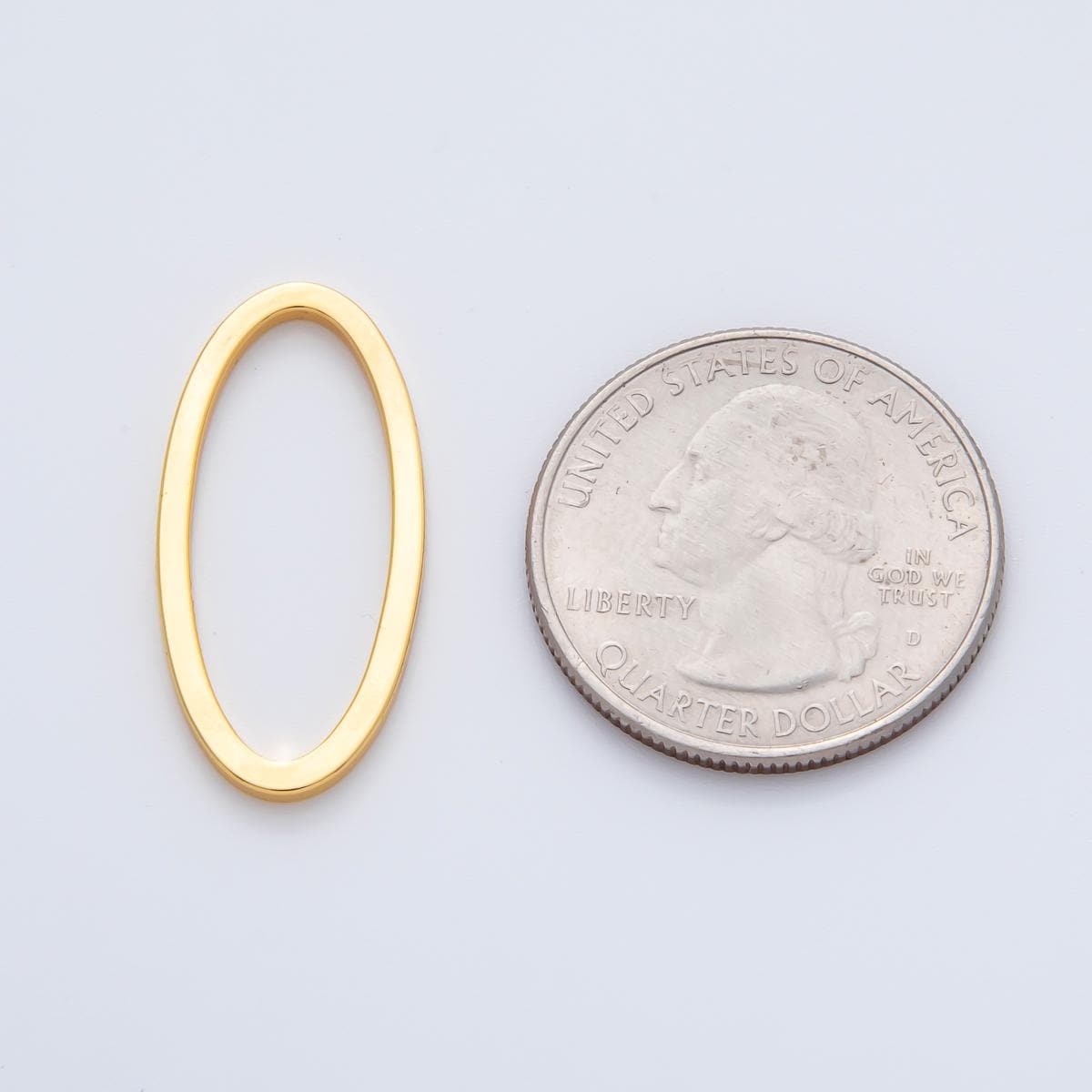 18K Gold Filled 27.9mm Minimalist Oval Link Connector Open Bezel Geometric Hoop Findings for Custom Jewelry | Z1604