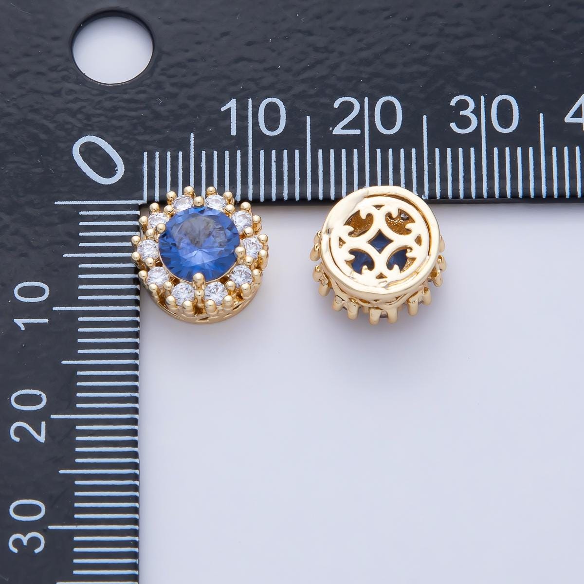 16K Gold Filled 7mm Colorful CZ Bead Charm Spacer | B-527 B-528