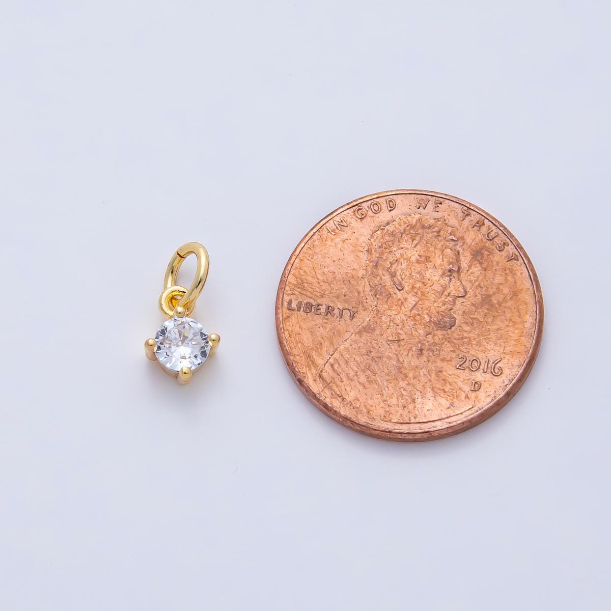 18k Gold Filled 7.3mm Large Clear CZ Crystal Charm Round Mini Luxury Finding DIY Jewelry Supply for Custom Necklace Bracelet | AK-025