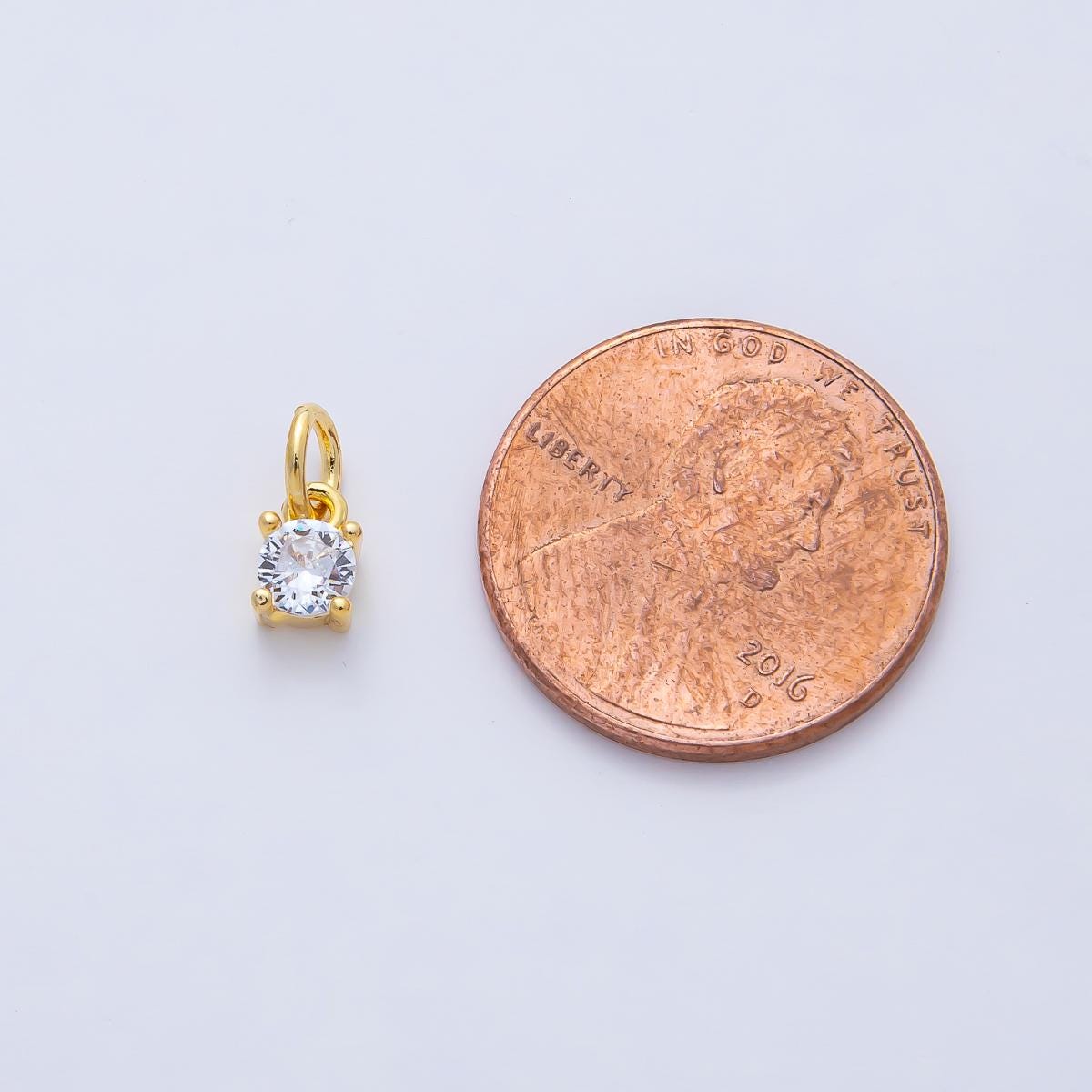 18k Gold Filled 6mm Clear CZ Crystal Charm Round Mini Luxury Finding DIY Jewelry Supply for Custom Necklace Bracelet | AK-027