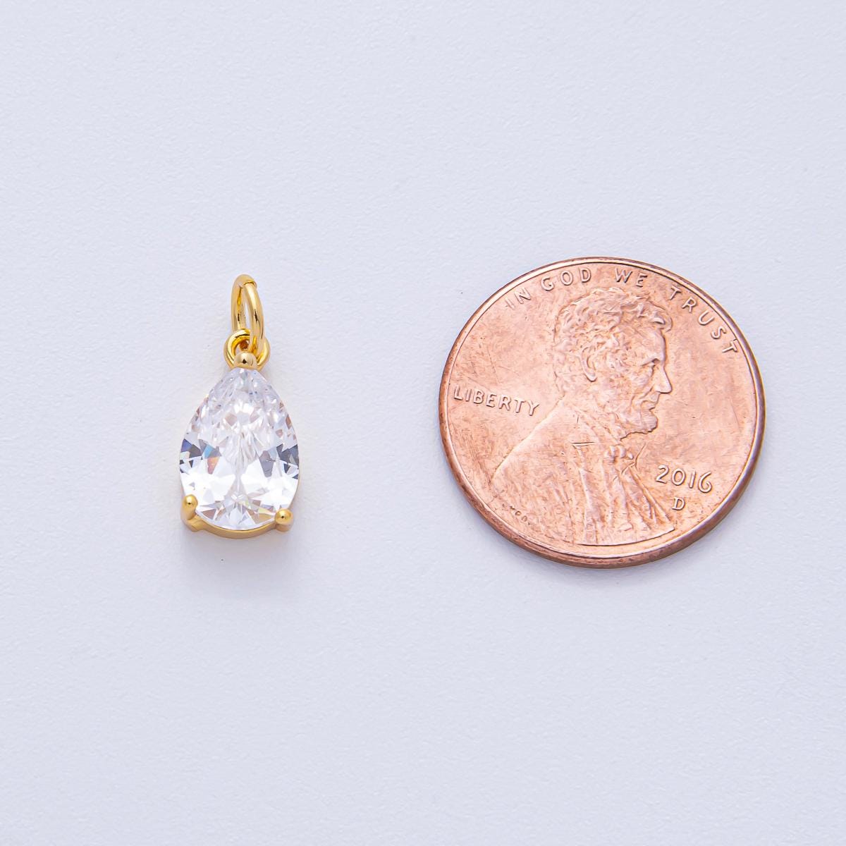 18k Gold Filled 12.7mm Clear CZ Crystal Charm Teardrop Mini Luxury Finding DIY Jewelry Supply for Custom Necklace Bracelet | AK-029