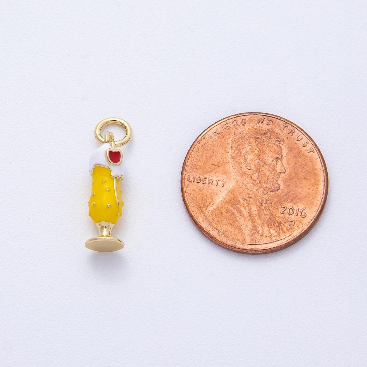 14k Gold Filled Cute Ice Cream Milkshake Charm Sundae Dessert with Cherry On Top DIY Jewelry Supply Custom Charm Bracelet Necklace | AK118