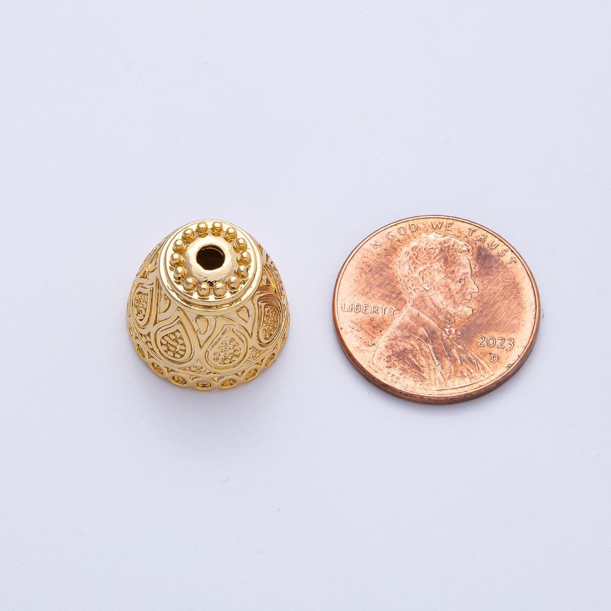 15mm 18k Gold Filled Artisan Detail Barrel Bead Cap Intricate Topper DIY Jewelry Supply for Custom Necklace & Bracelet | Z1662
