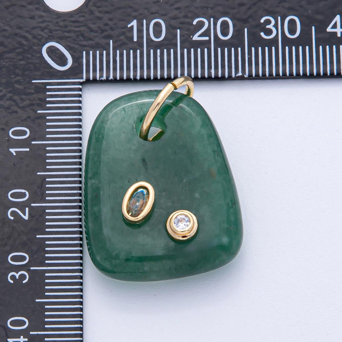 18K Gold Filled Natural Stone Pendant GemStone Charm Necklace with CZ Stone for DIY Jewelry Making Supply AK055