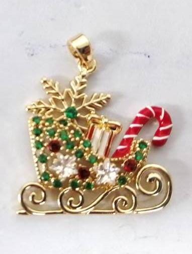 Dainty Micro Pave Santa Sleigh Charm for Christmas holiday charm | h-030