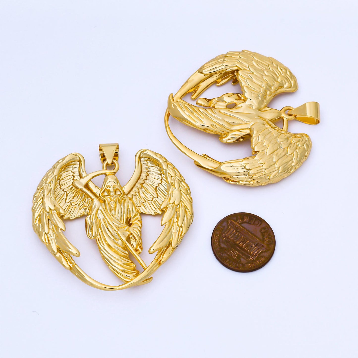 24K Gold Filled 44mm Grim Reaper Statement Pendant Gothic Style DIY Supply Finding for Custom Necklace | AA1679