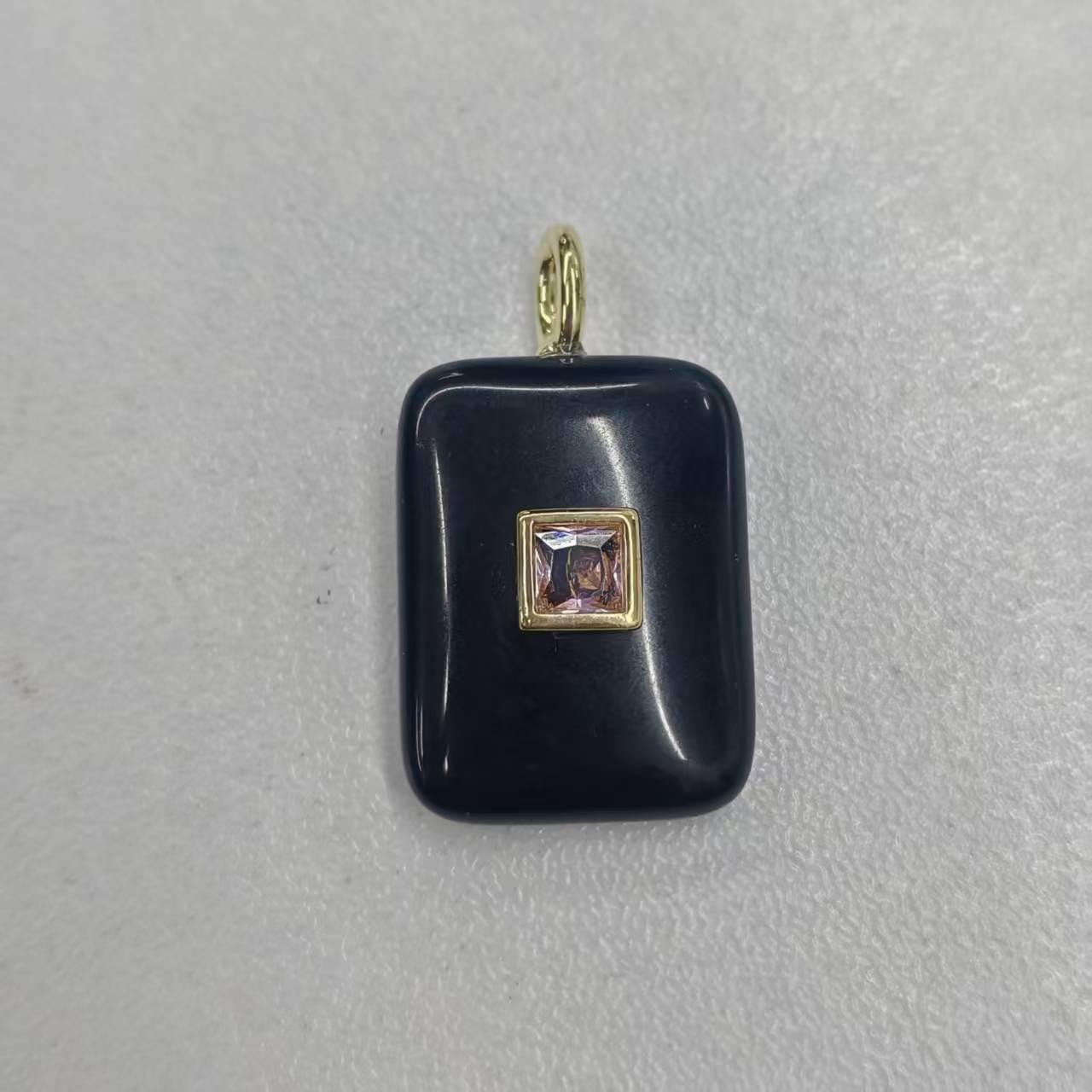 18K Gold Filled Natural Stone Pendant Oval Gemstone Charm Bracelet Necklace for DIY Jewelry Making Supply Birthstone Jewelry N-720