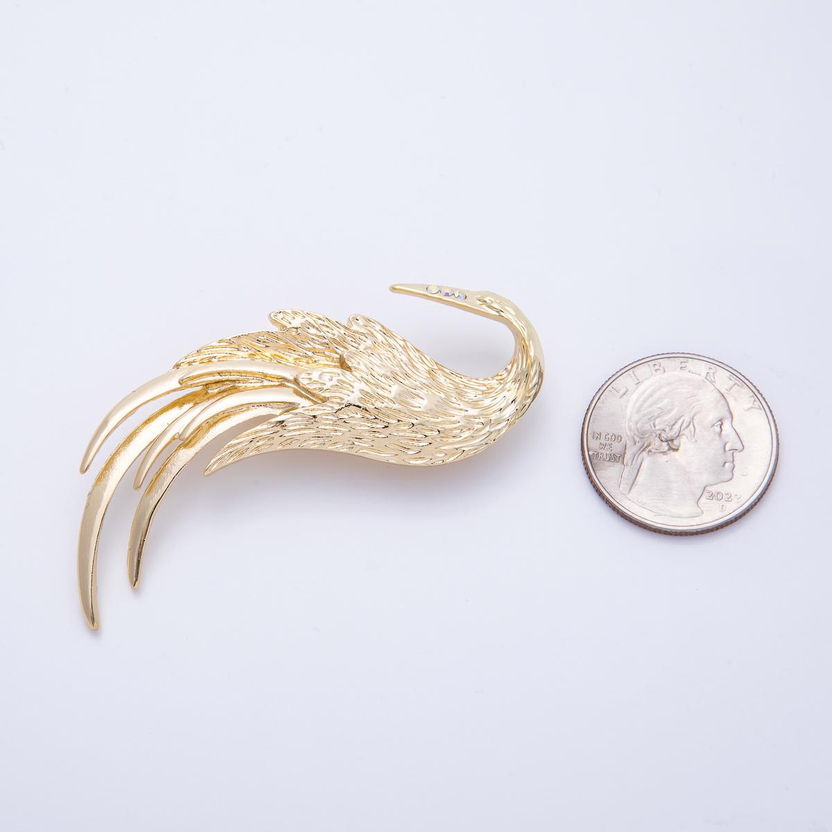 Angel Wing Brooch – Gold Feather Lapel Pin, Symbolic Statement Jewelry Accessory BH-084