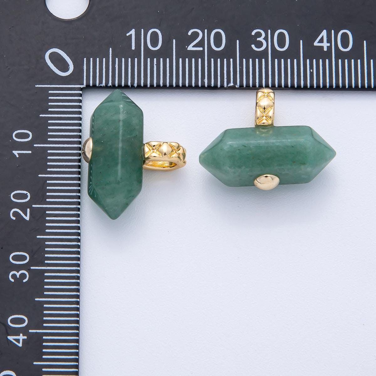 18k gold filled NATURAL gemstone 21.3mm quilted gold Pendant Healing Stone DIY Jewelry Supply for custom Necklace | AK-129