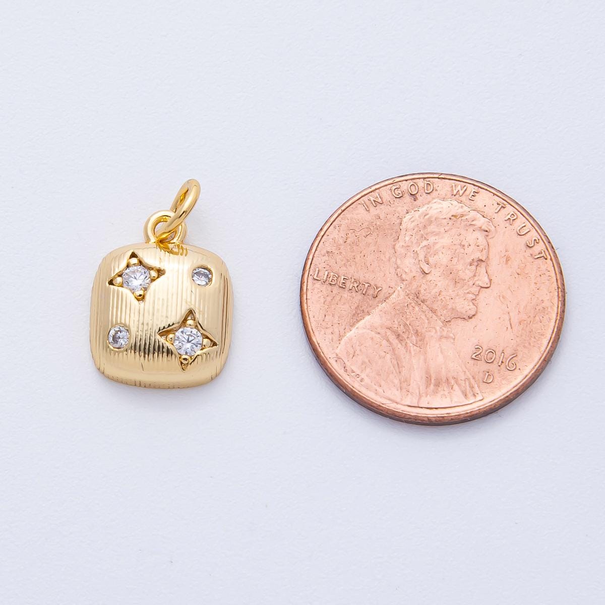 18k gold filled Celestial Star 13mm Micro paved CZ Square Charm small dainty Piece DIY Jewelry Supply for Custom necklace bracelet | AK-157