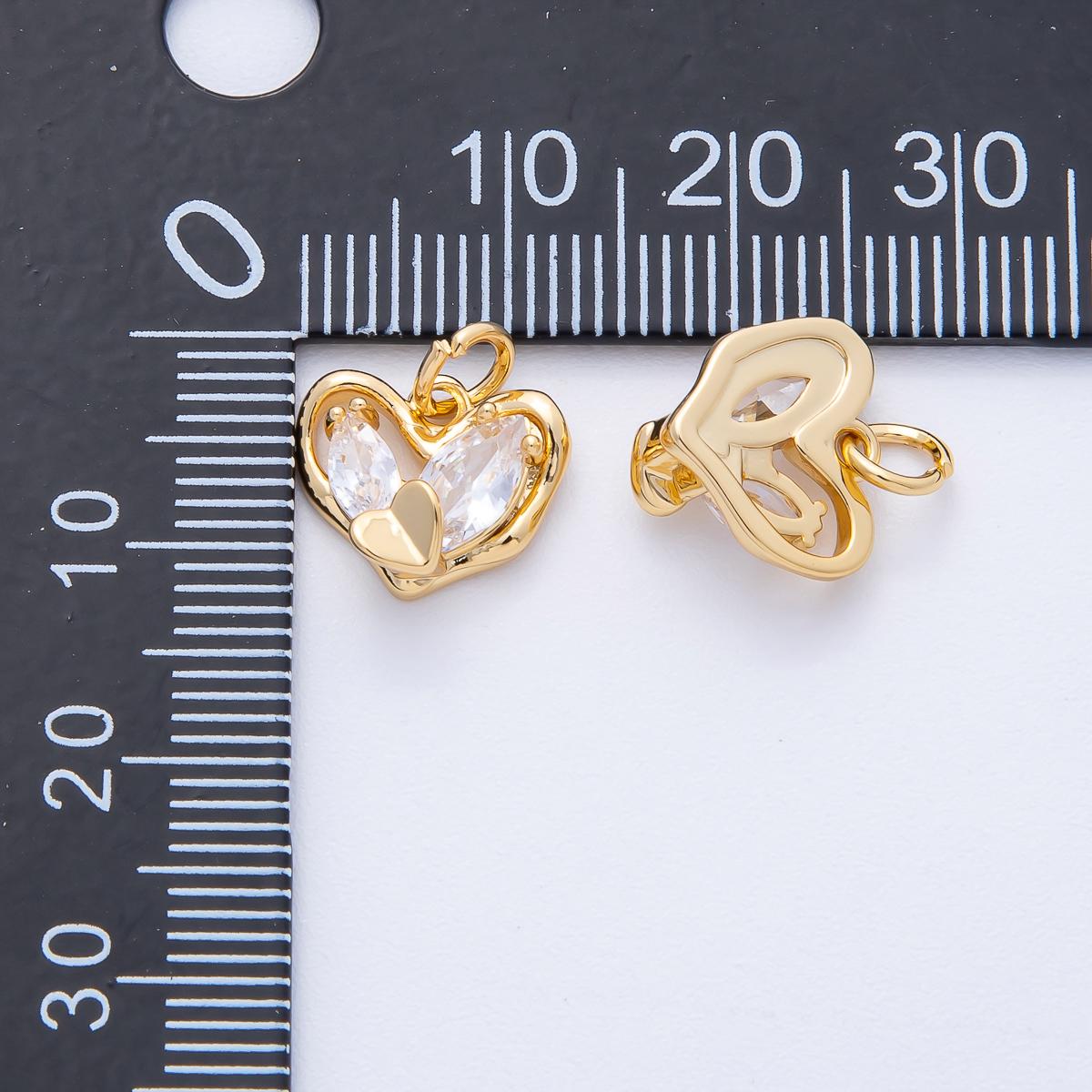 18k gold filled heart cluster charm 11.9mm marquise dainty crystal pendant DIY Jewelry Supply for Custom Necklace Bracelet | AK-167
