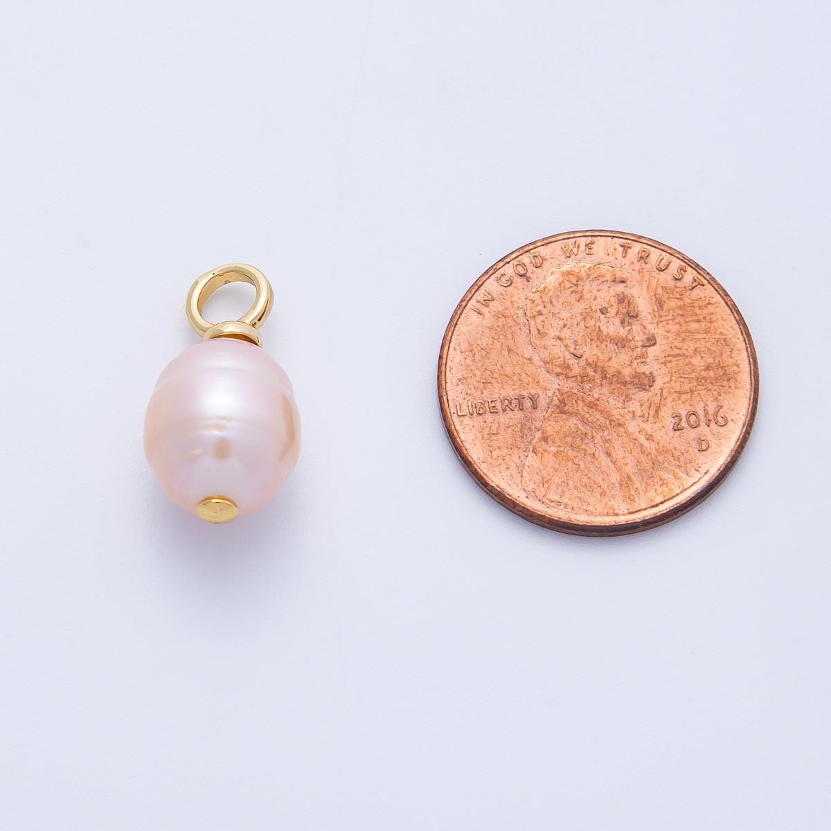 18K Gold Filled 18mm Ringed Pink Freshwater Pearl Charm DIY Jewelry Supply for custom Necklace Bracelet and Earrings | AF643