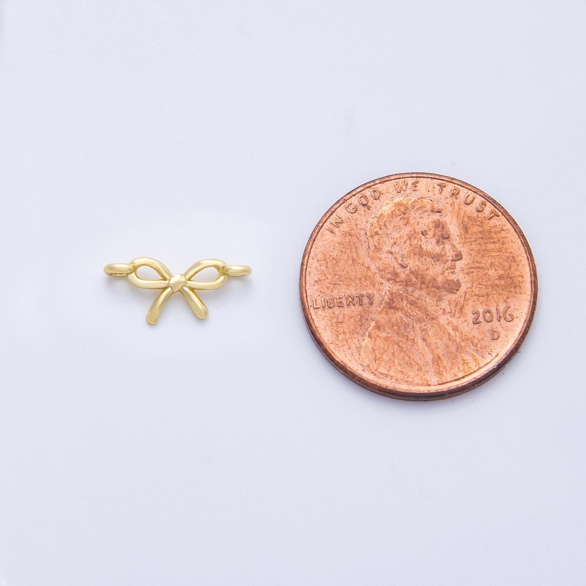 14K Gold Filled 5mm Mini Ribbon Bow Connector Tiny Bow Tie Pendant DIY Jewelry Making Supplies for custom necklace and bracelet | Y173
