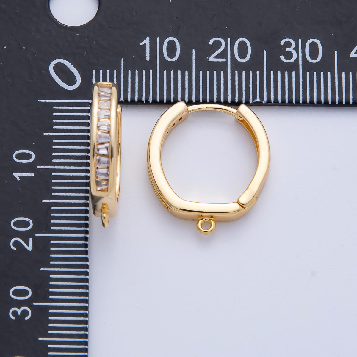 18k gold Filled lever back hoop earring with Closed Loop for Charm w/ cubic zirconia micro pave cz edges | Z-A1654