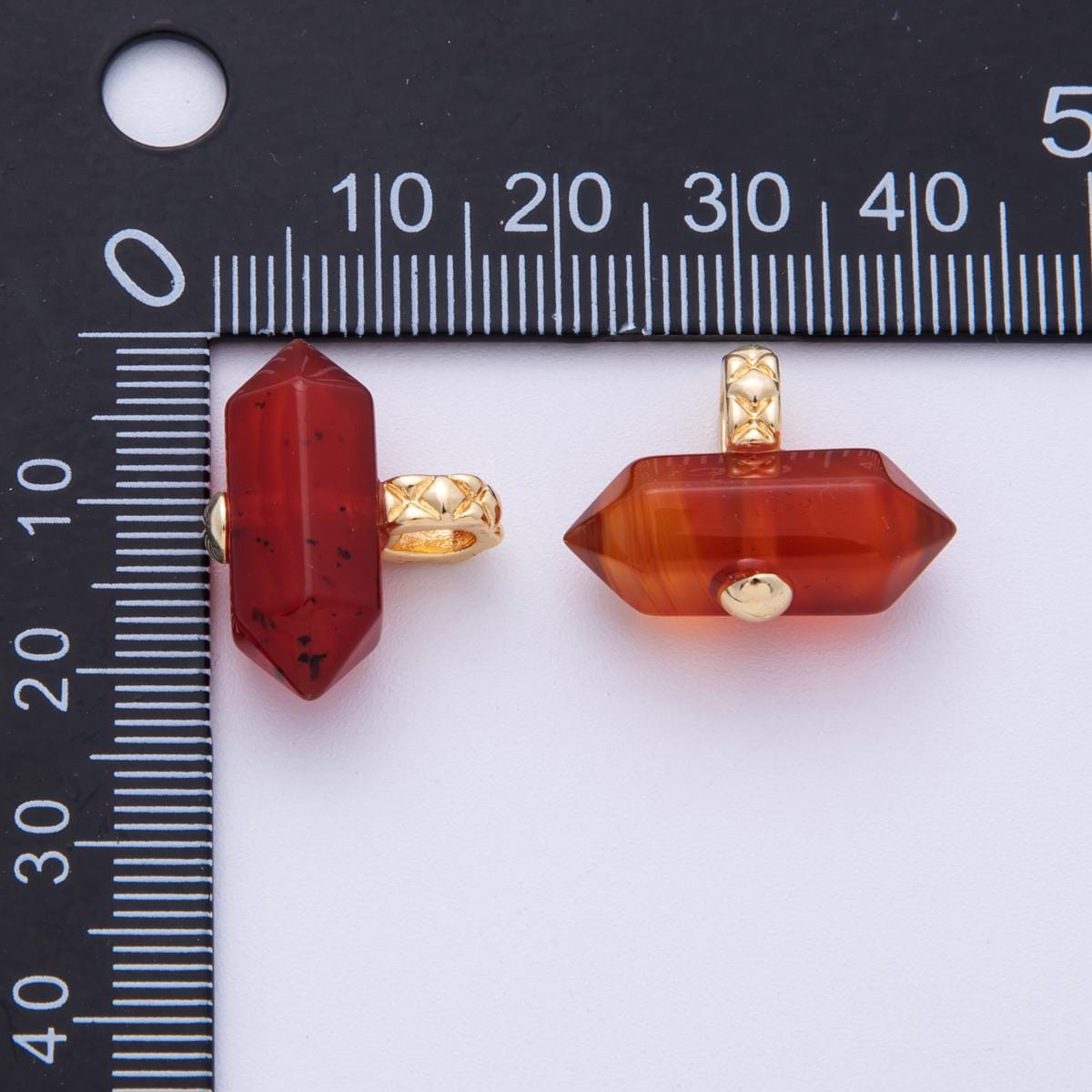 18k Gold Filled Carnelian Gemstone Point Charm for DIY Jewelry Making AK-217