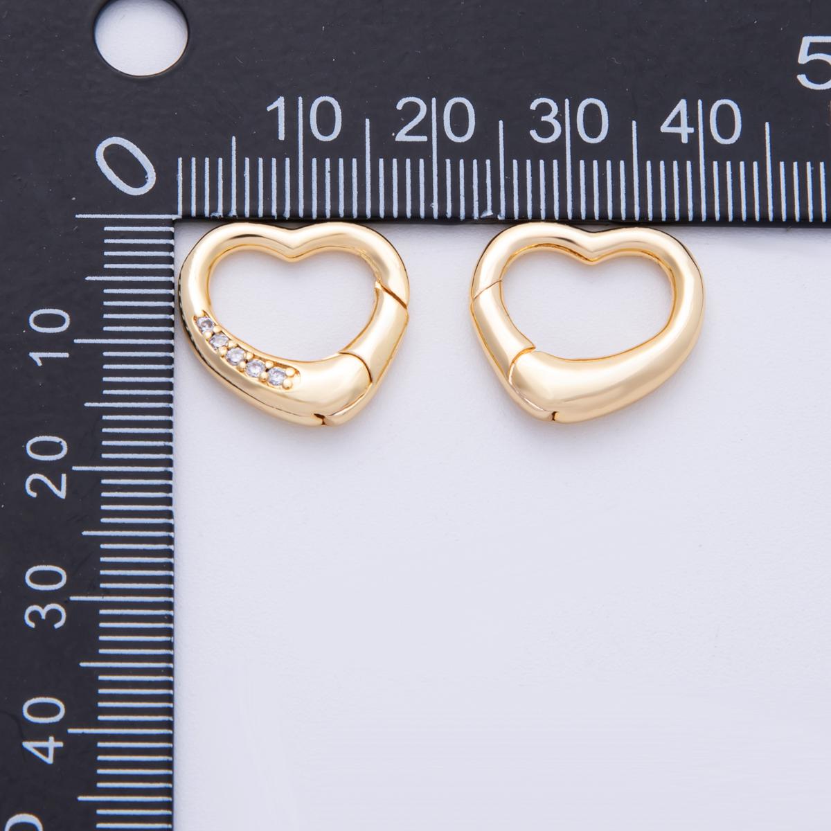 18K Gold Filled Heart Carabiner Clasp with Clear Cz Stone for DIY Jewelry Finding Supp-2906