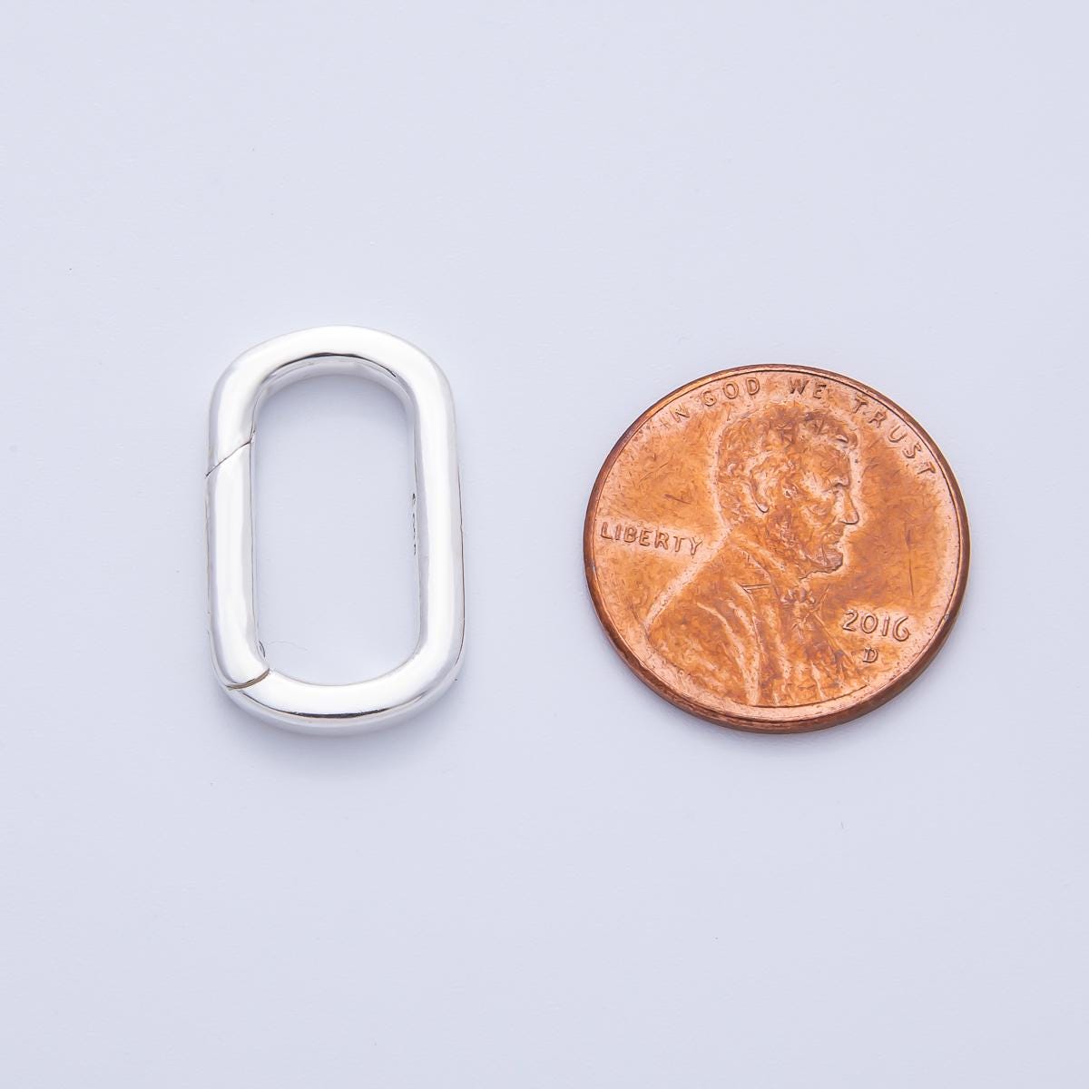 S925 Sterling Silver 21mm Push Gate Oblong Enhancer Oval Carabiner Clasp DIY Jewelry Making Supply Findings | SL-707