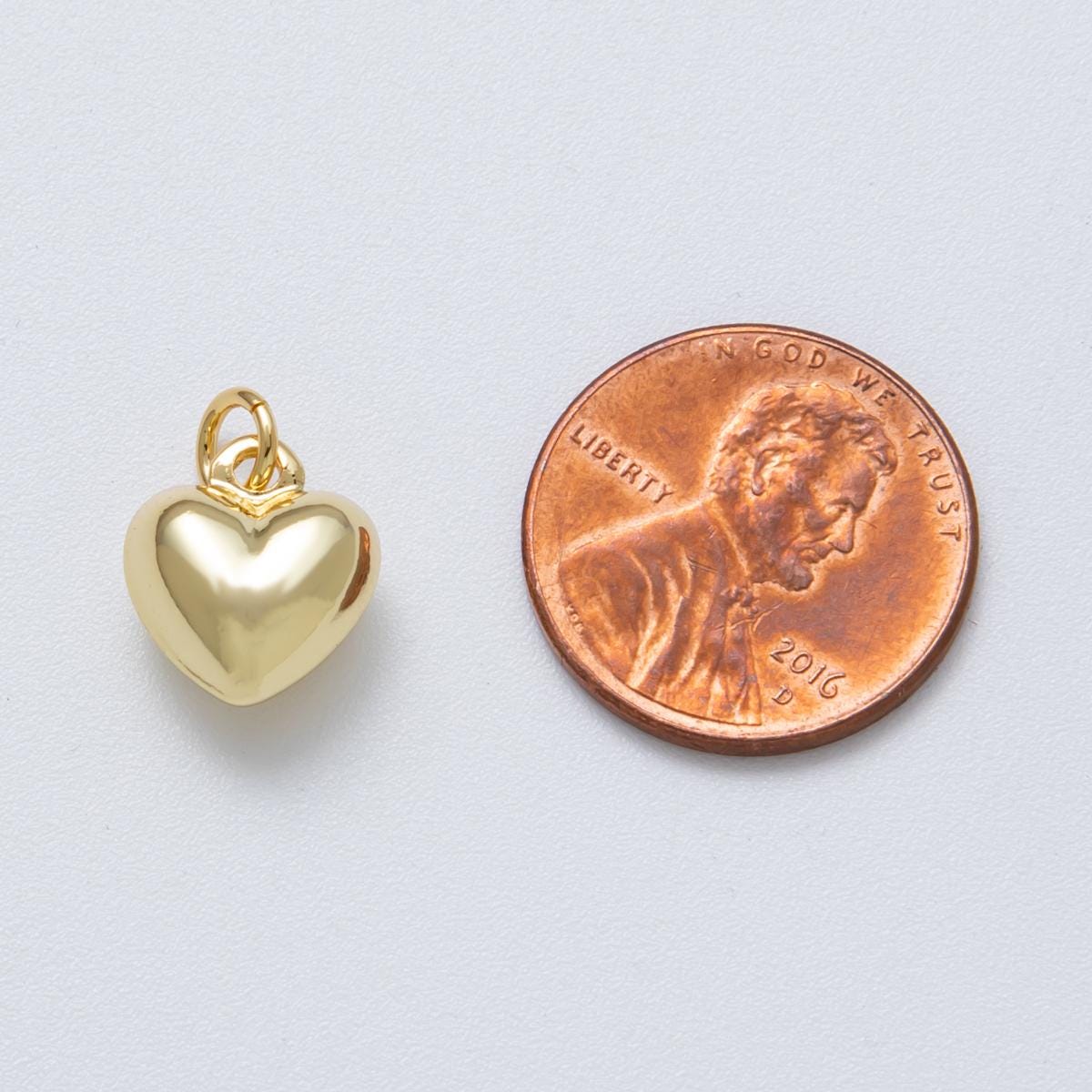 14K Gold Filled 12mm Minimalist Heart 3D Multidimensional Charm Puffed Love Jewelry DIY Necklace Making Supply | Charms-00035
