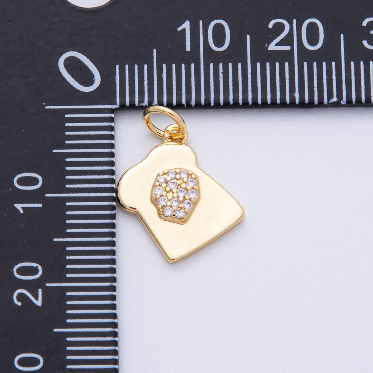 14k Gold Filled Bread Charm with Butter CZ Pave French Toast Pendant Foodie Jewelry AK-210
