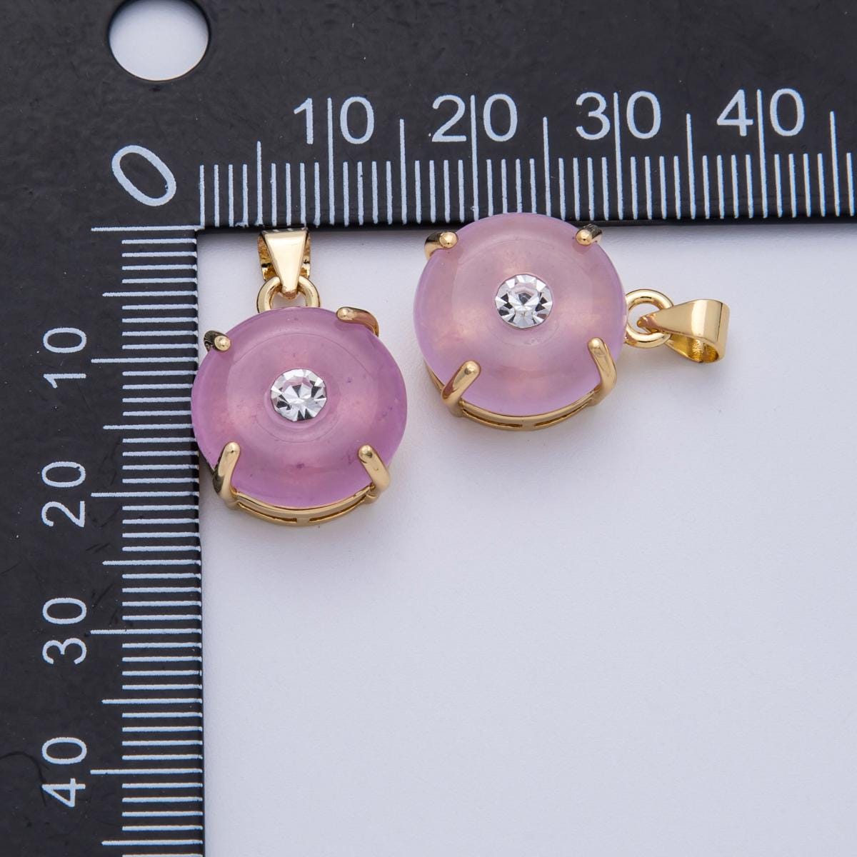 14k gold filled 14mm Purple jade donut bail pendant | Charms-00092
