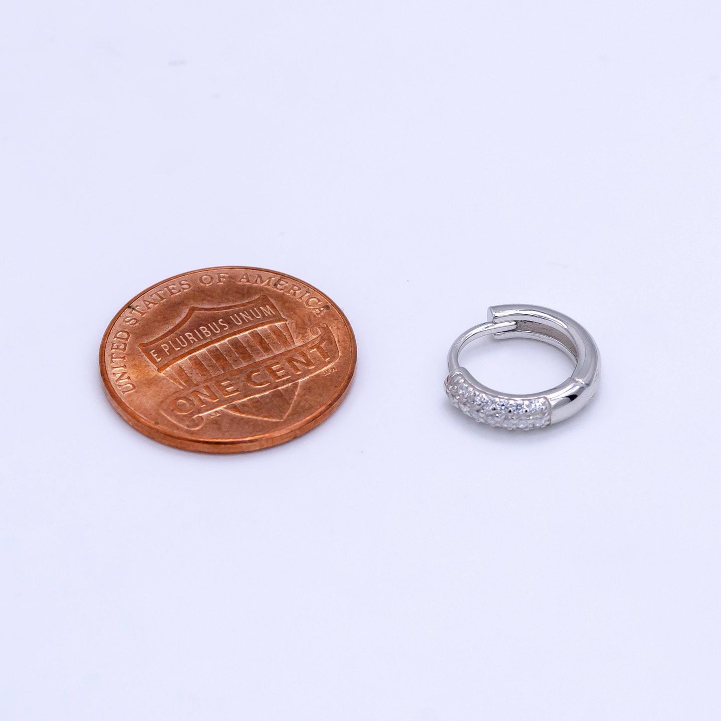 S925 Sterling Silver 12mm Micro Paved CZ Huggie Earrings | SL-493