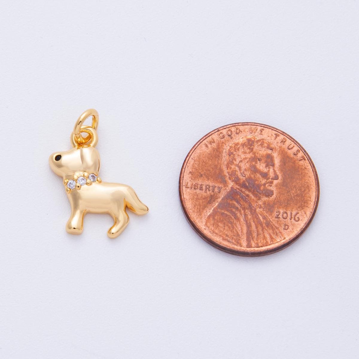 18K Gold Filled 15mm Micro Paved CZ Pet Puppy Charm Dog Lover Gift DIY Jewelry Making Supply for custom necklace and bracelet | Charms-00107