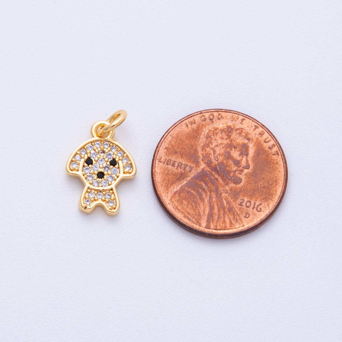 18K Gold Filled 13.5mm Micro Paved CZ Dog Pet Animal Charms Cute Puppy Jewelry Charm Add on Dog lover gift wholesale supply | Charms-00106