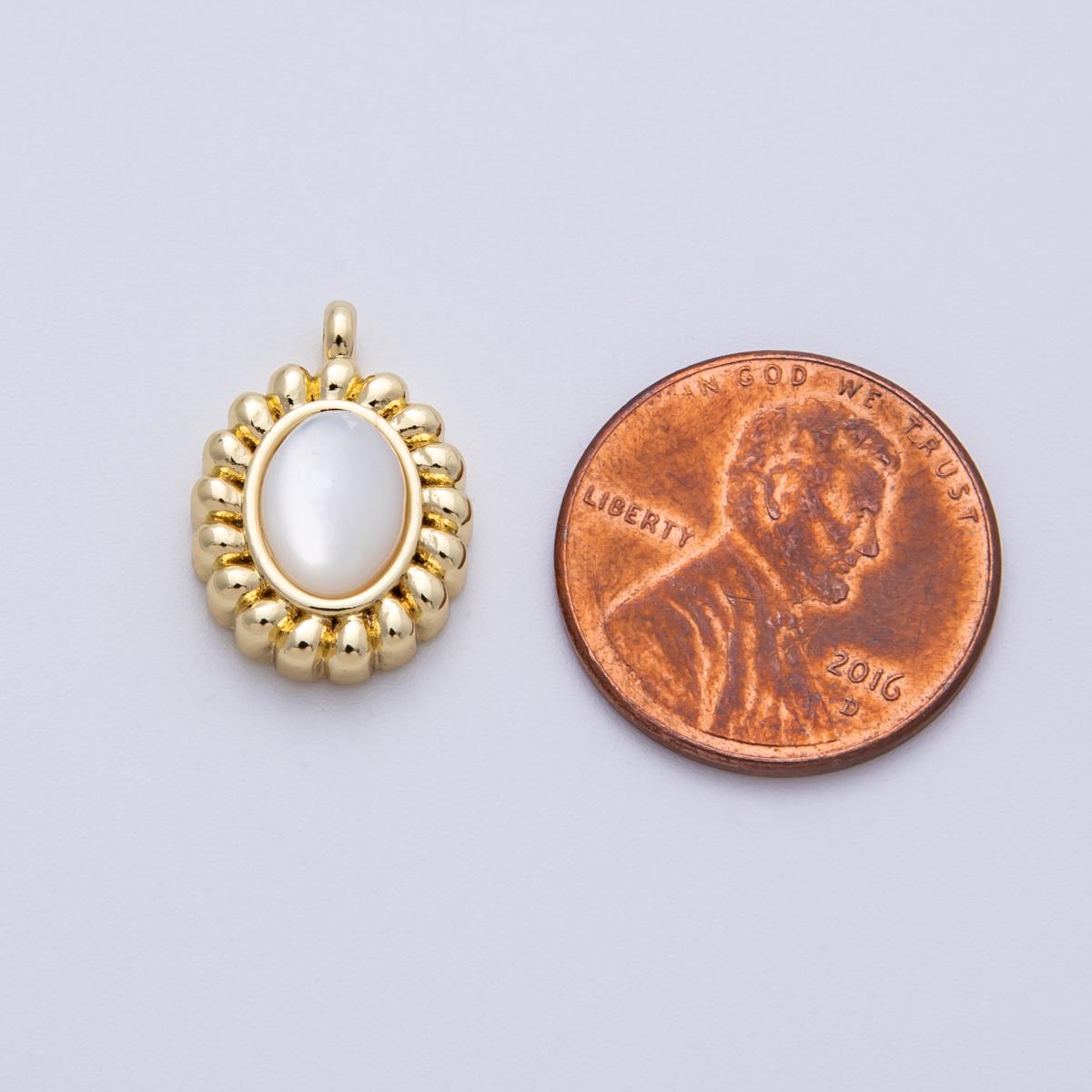 14K Gold Filled 17mm Shell Pearl Croissant Oval Charm Dainty Jewelry Piece DIY Supply for custom necklace gift idea | C976
