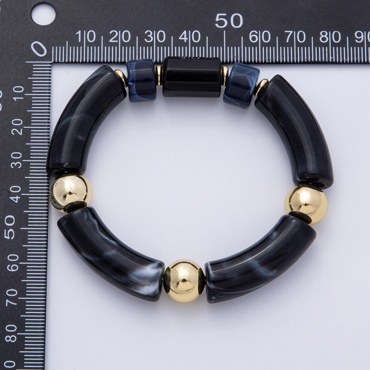 Chunky Resin Blue Beaded Necklace 18K gold filled Stretch bracelet for Stackable Jewelry WA-4138