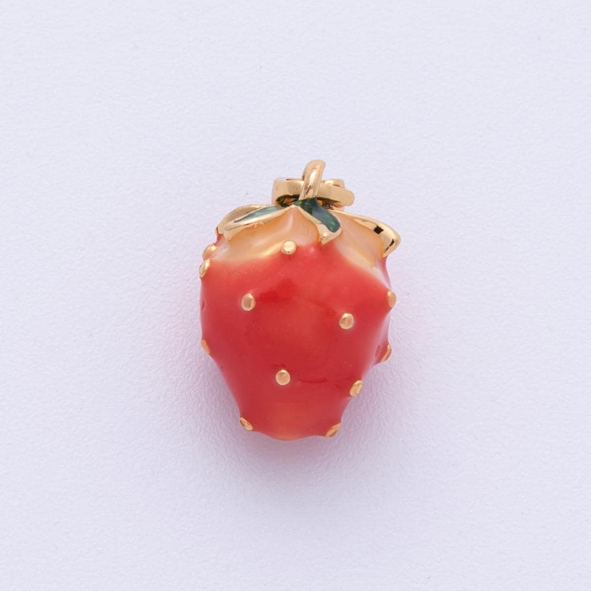 18K Gold Filled 15mm Ceramic Strawberry Fruit 3D Multidimensional Pendant Minimalist Summer Jewelry Supply Gift Idea | Charms-00114