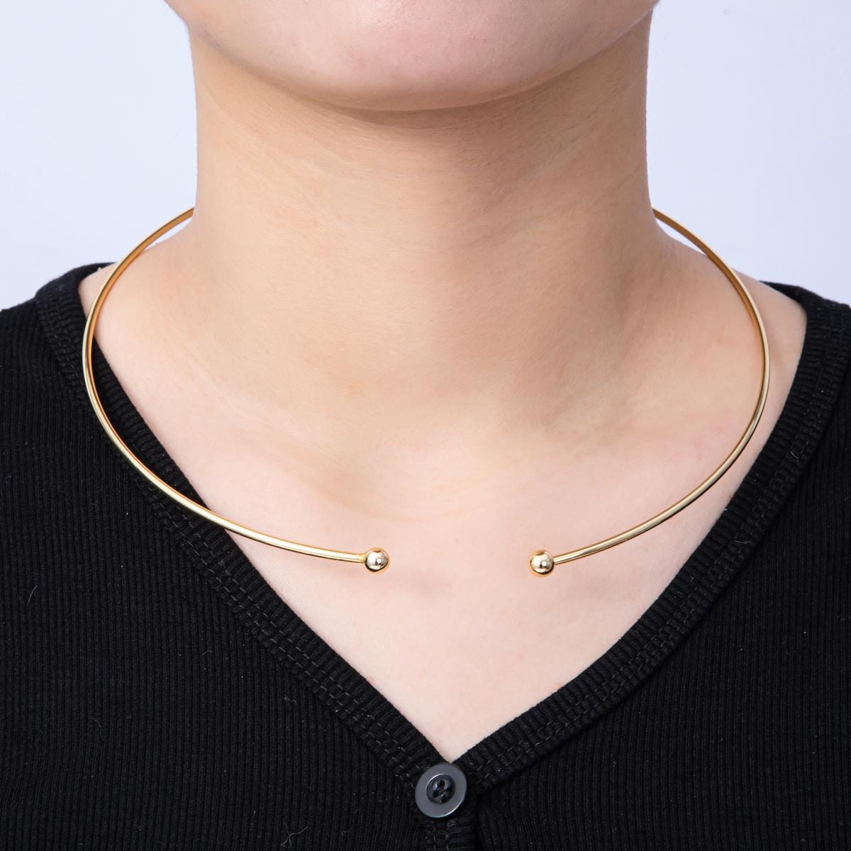 New Design Gold Collar necklace with Open Ball minimalist jewelry wire necklace cuff WA-4155