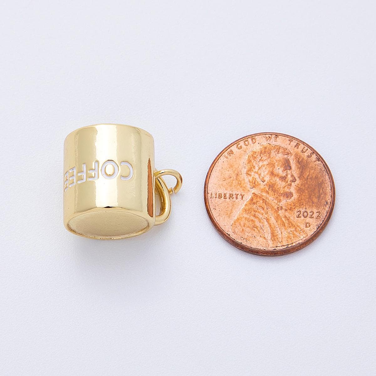 16K Gold Filled 17mm Plain 3D Coffee Mug Charm Miniature Coffee Lover Pendant Gift for her DIY Jewelry making supply | CHARMS-00125
