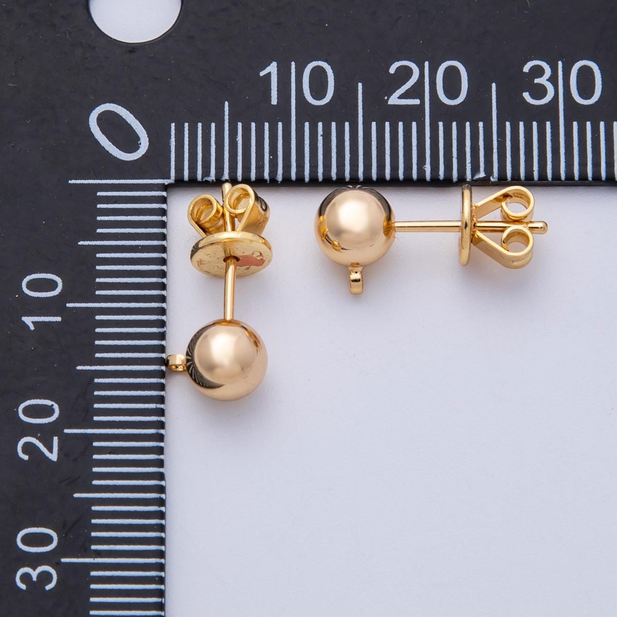 Gold Filled Ball Stud Earrings with Loop, Jewelry Making 6mm Earring Supply | Findings-00035