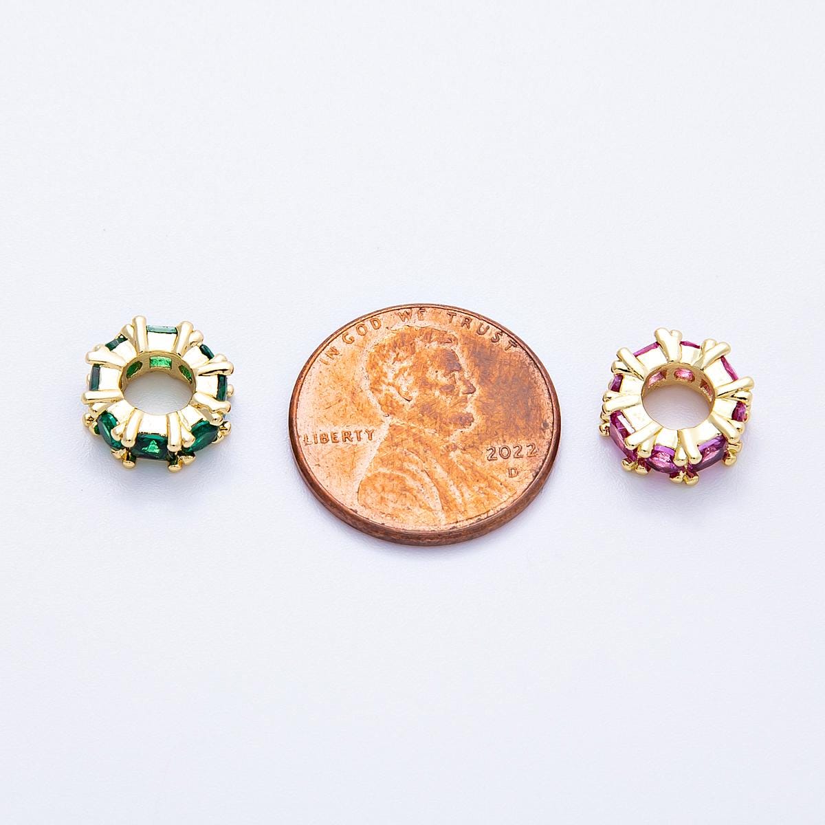 10mm 16k gold filled Sparkling multicolor CZ rondelle spacer beads DIY Jewelry Making Supply for custom bracelet necklace | BEADS-00089