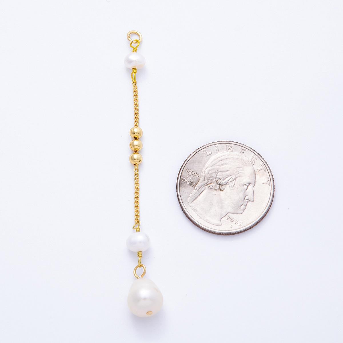 16k gold filled white pearl drop charm with gold bead dangle DIY Jewelry Making Supply for custom necklace | CHARMS-00249