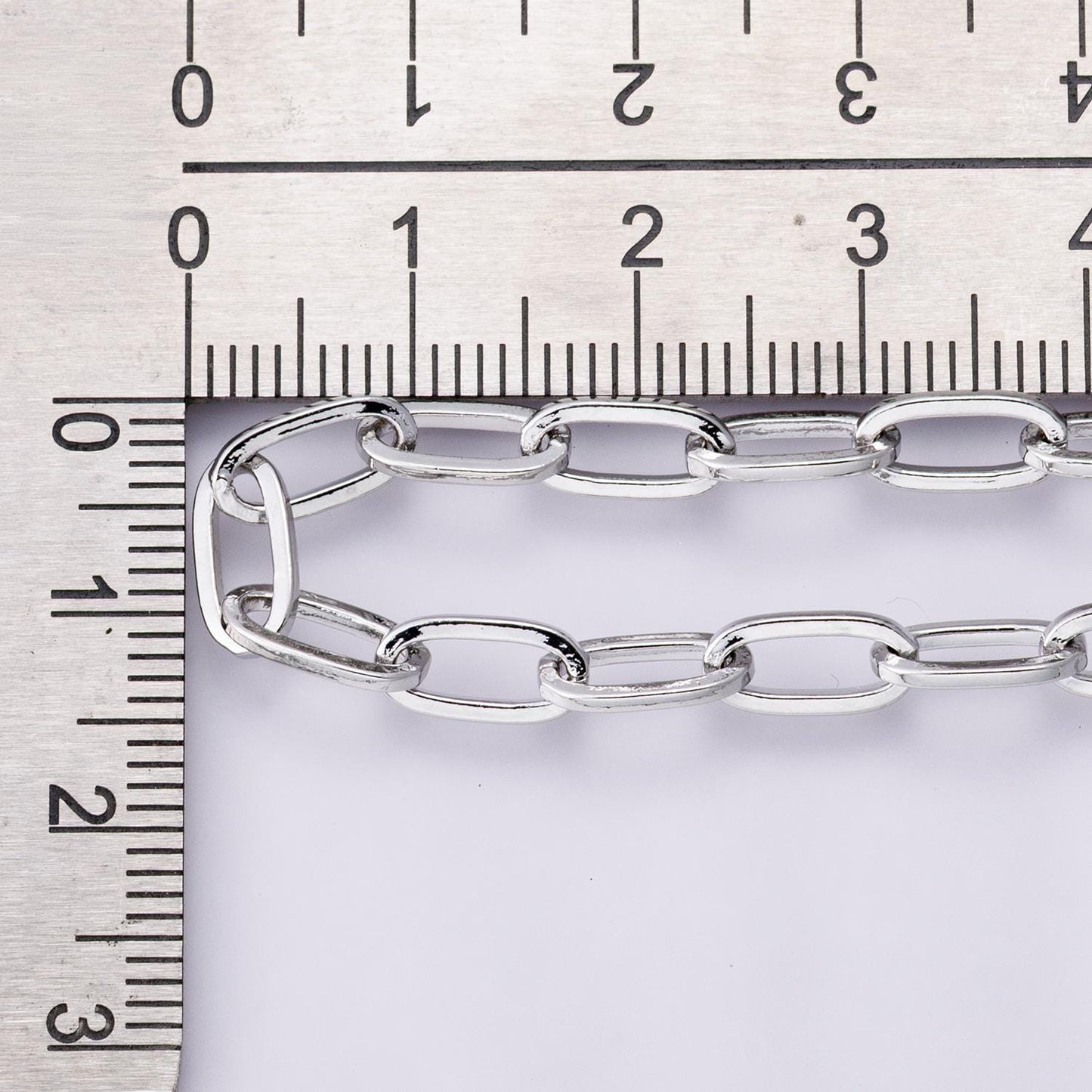 Rhodium Plated 9.5mm x 4.7mm Minimalist Paperclip Unfinished Chain by Yard wholesale bulk diy jewelry making supply necklace | Roll-01851