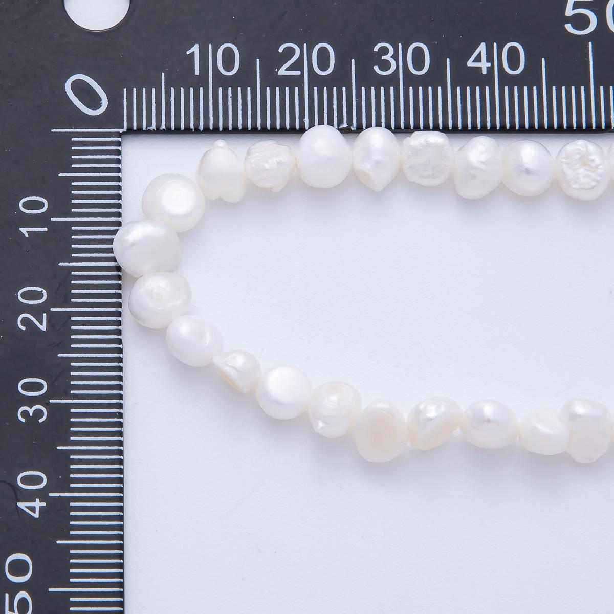 7mm White Button Freshwater Pearl Strand Finding Wholesale Pearl Beads DIY Jewelry Making Supply for necklace and bracelet | WA-04186
