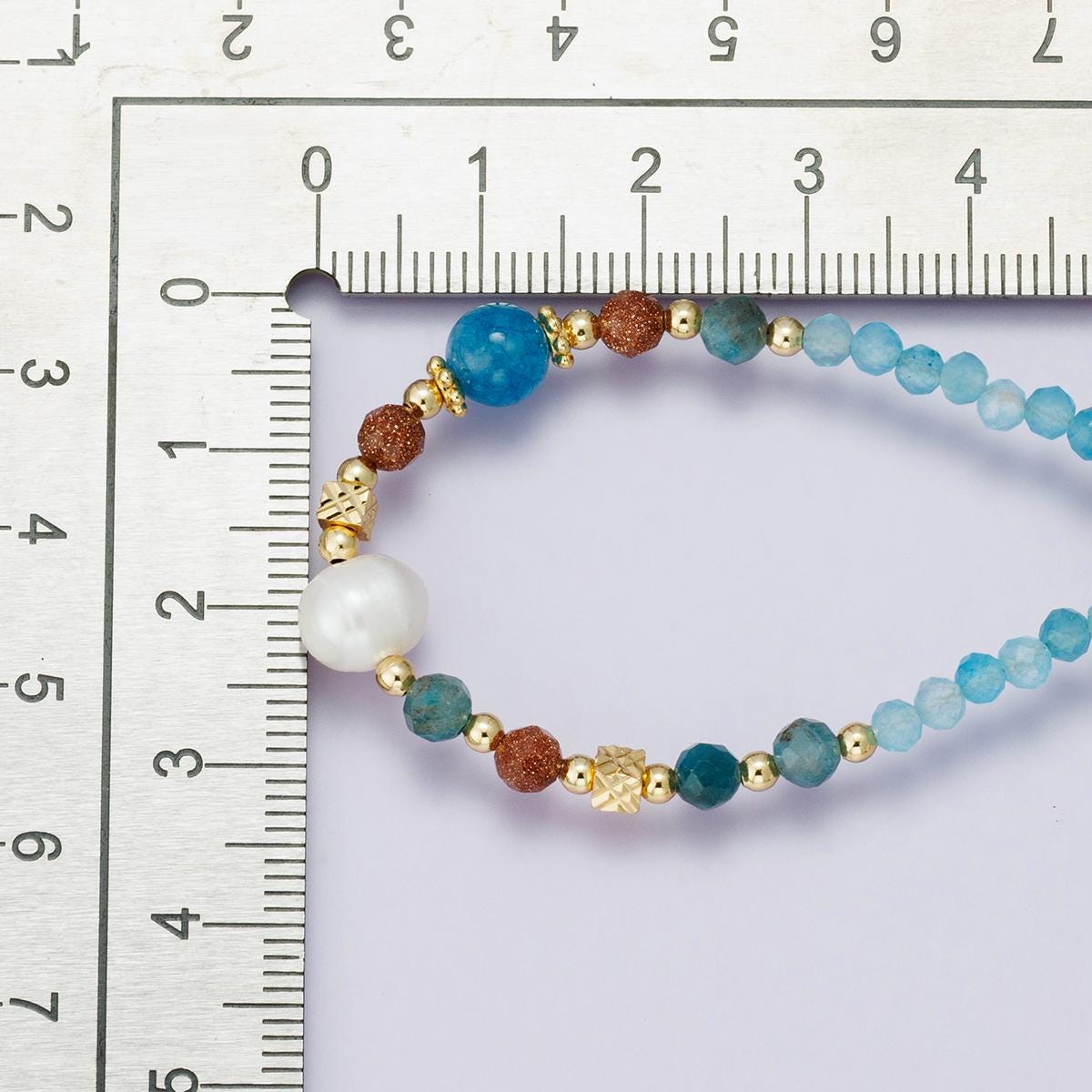 24K Gold Filled Blue Multicolor Gemstone Handmade 18inch necklace with gold accents trendy boho layering jewelry gift for her | WA-04232