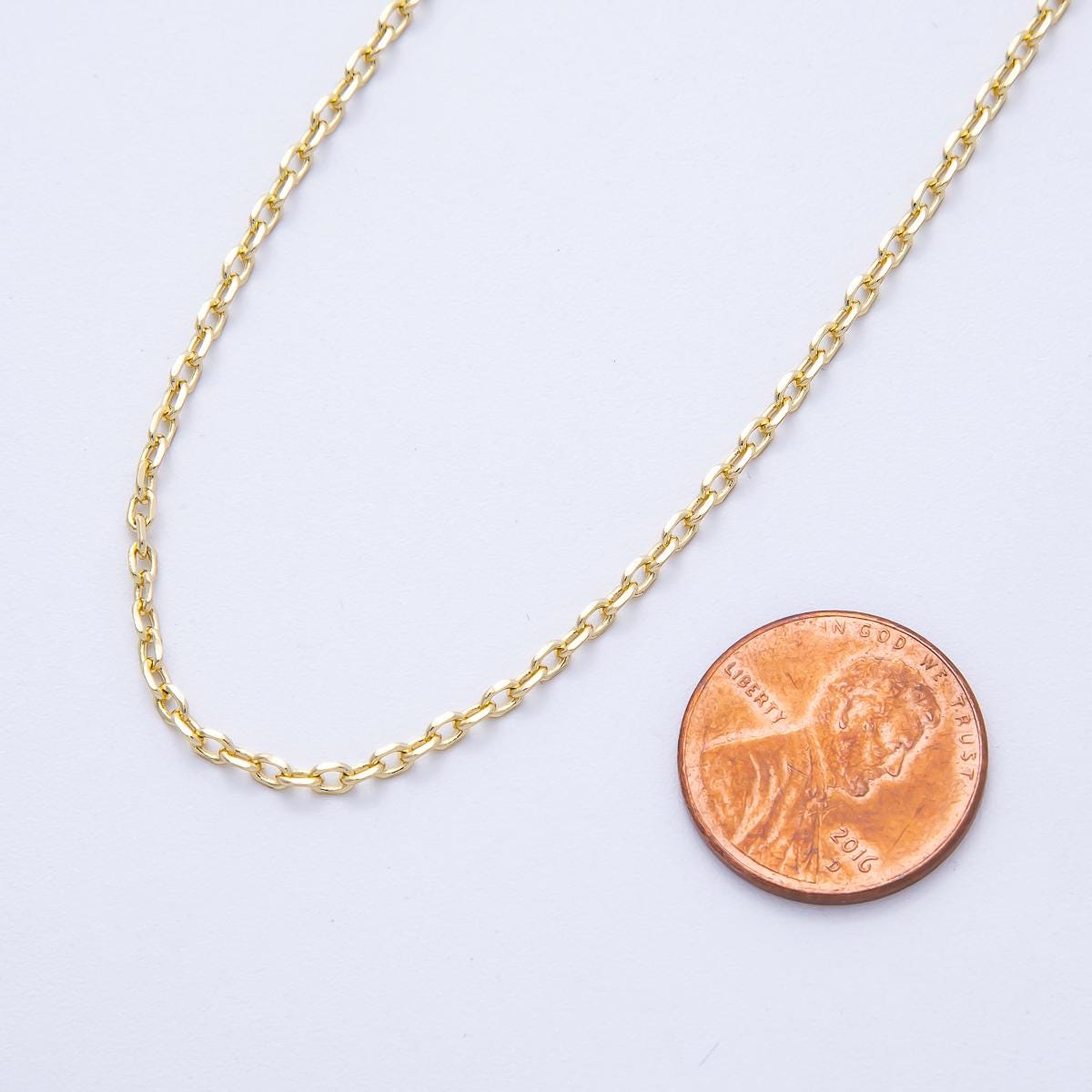16K Gold Filled 3mm Minimalist Cable Unfinished Chain by Yard Wholesale Bulk DIY Jewelry Making Supply for custom necklace | Roll-01845