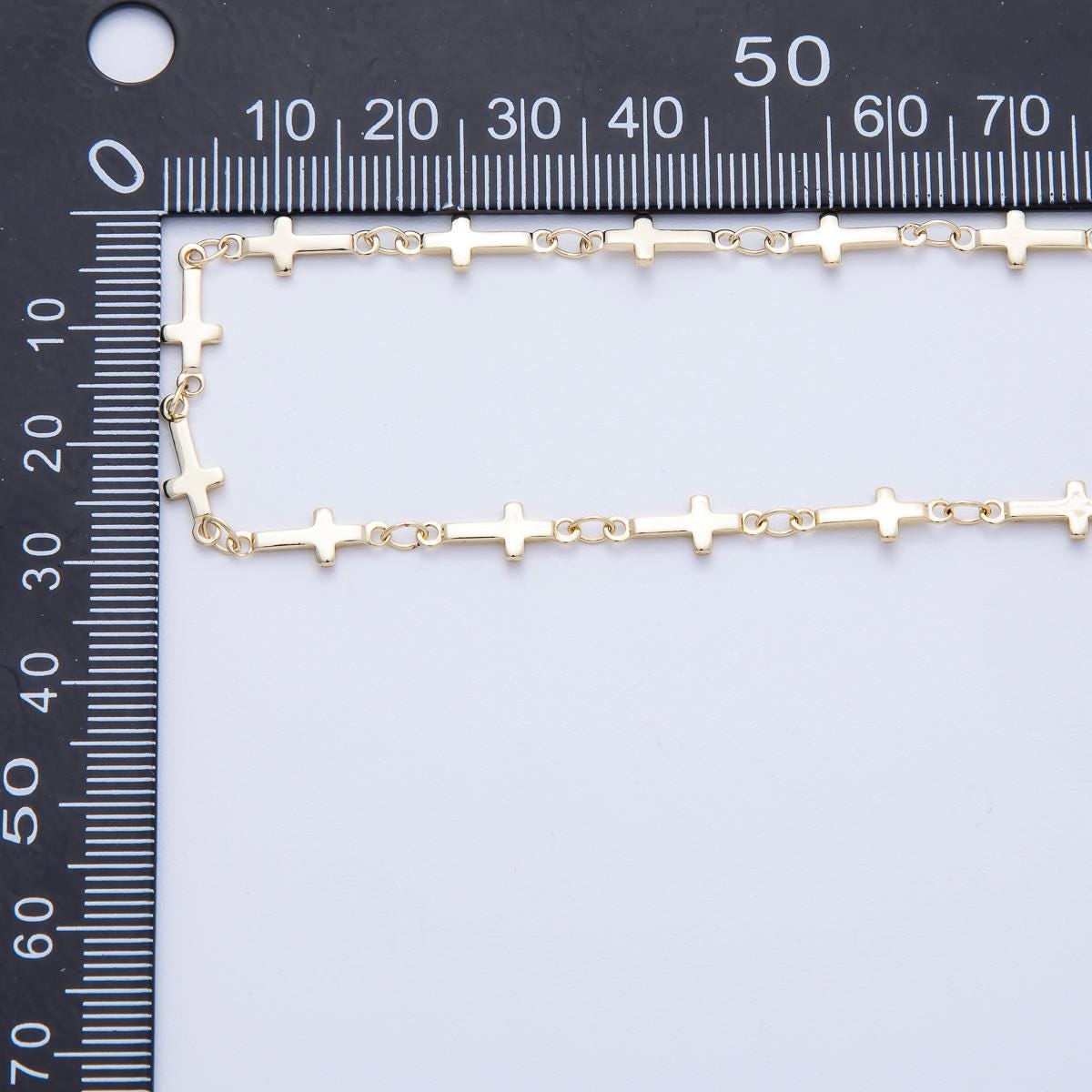16K Gold Filled 13mm x 5mm Minimalist Religious Cross Unfinished Chain by Yard Wholesale Bulk DIY Jewelry Making Supply | Roll-01849