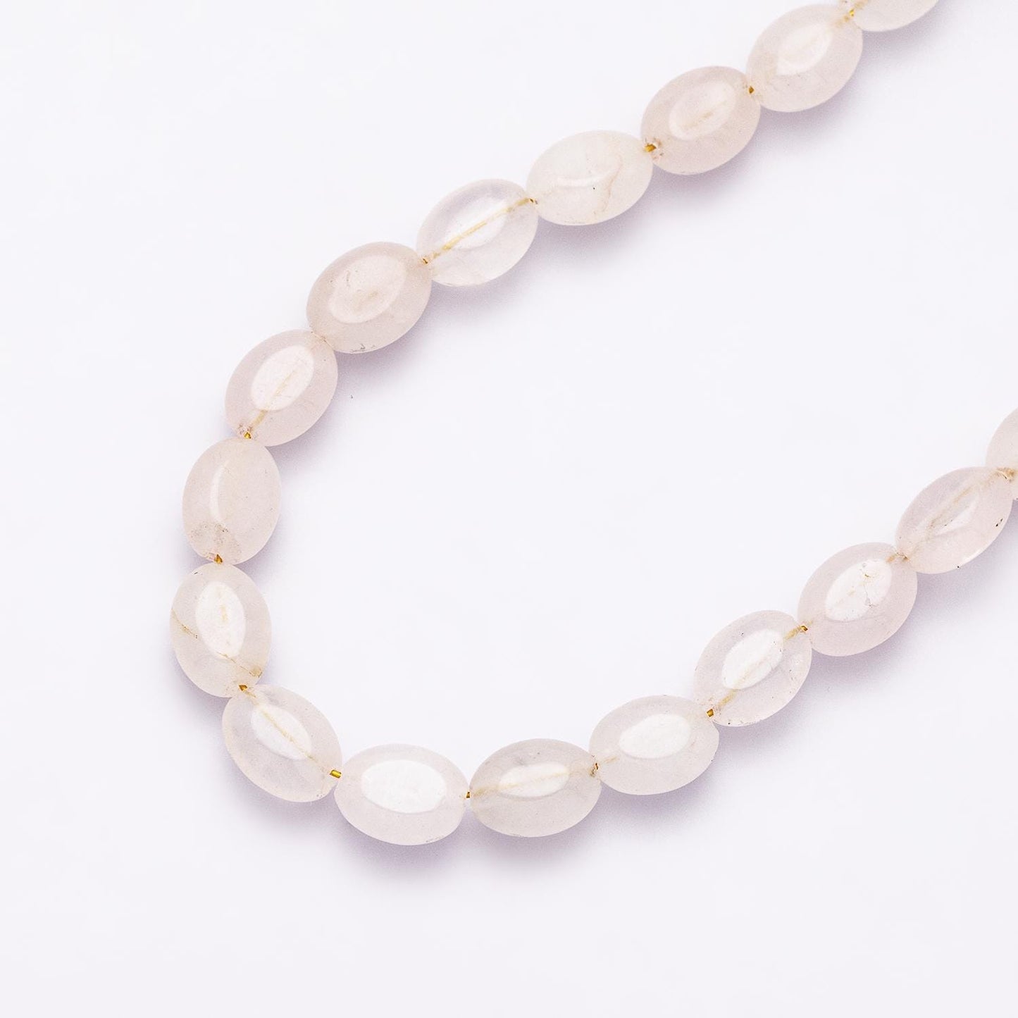 Handcrafted 6.5mm Oval Rose Quartz Tumble Necklace Delicate Pink Crystal Beaded Jewelry Healing Stone Gift for Her Boho Gemstone | WA-04168