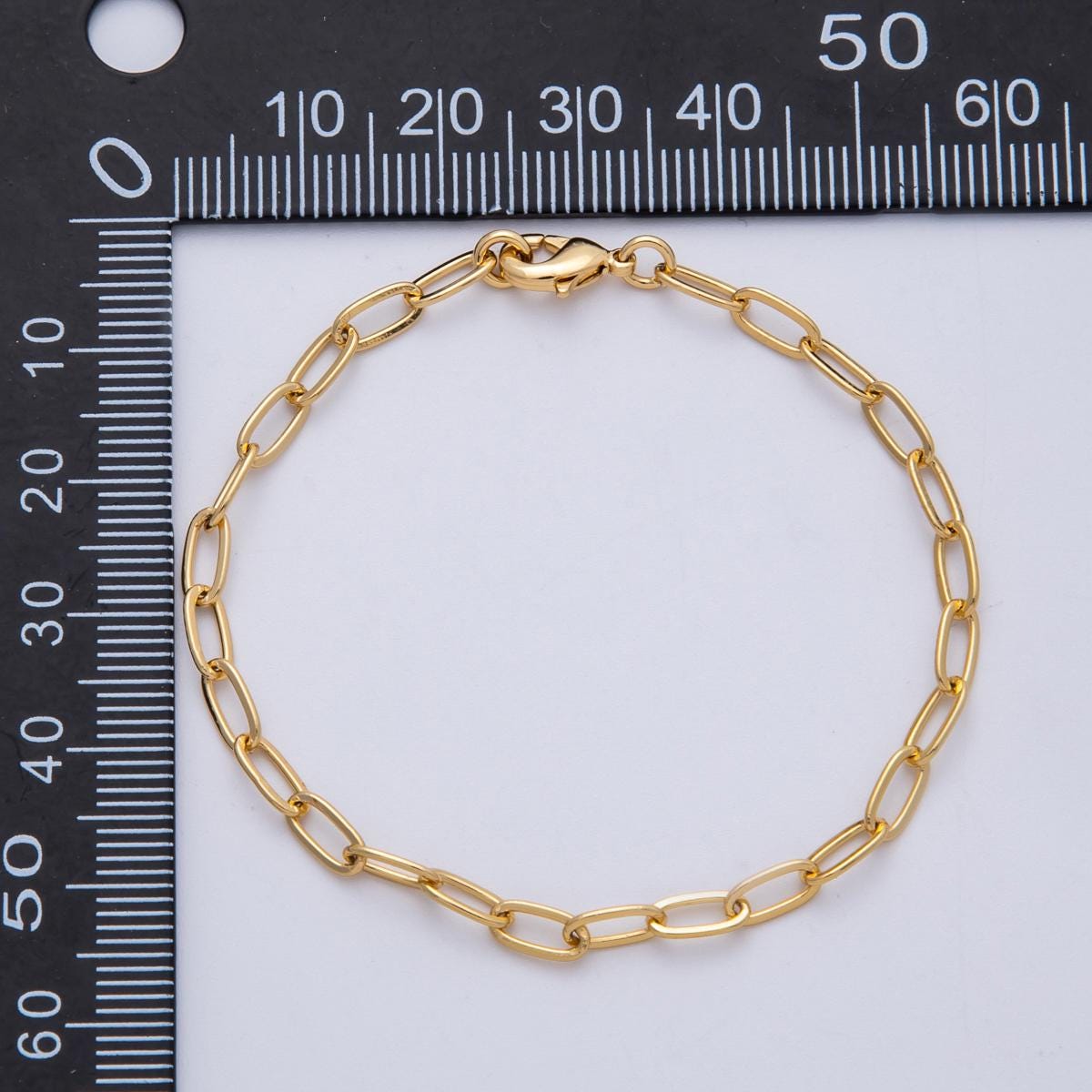 Dainty 18k Gold Filled Paperclip Chain Bracelet 6.5 Inch for Charm Bracelet Supply Jewelry Making WA4192