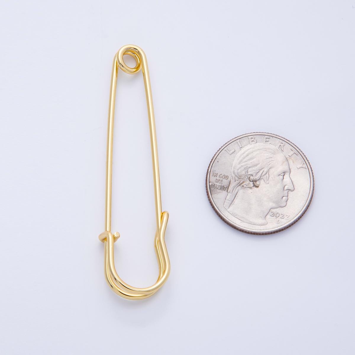 16k God Filled Long Gold Safety Pin Charm 60mm Heavy Duty Big Pins for Jacket Purse DIY Charm Holder Jewelry Making | FINDINGS-00057