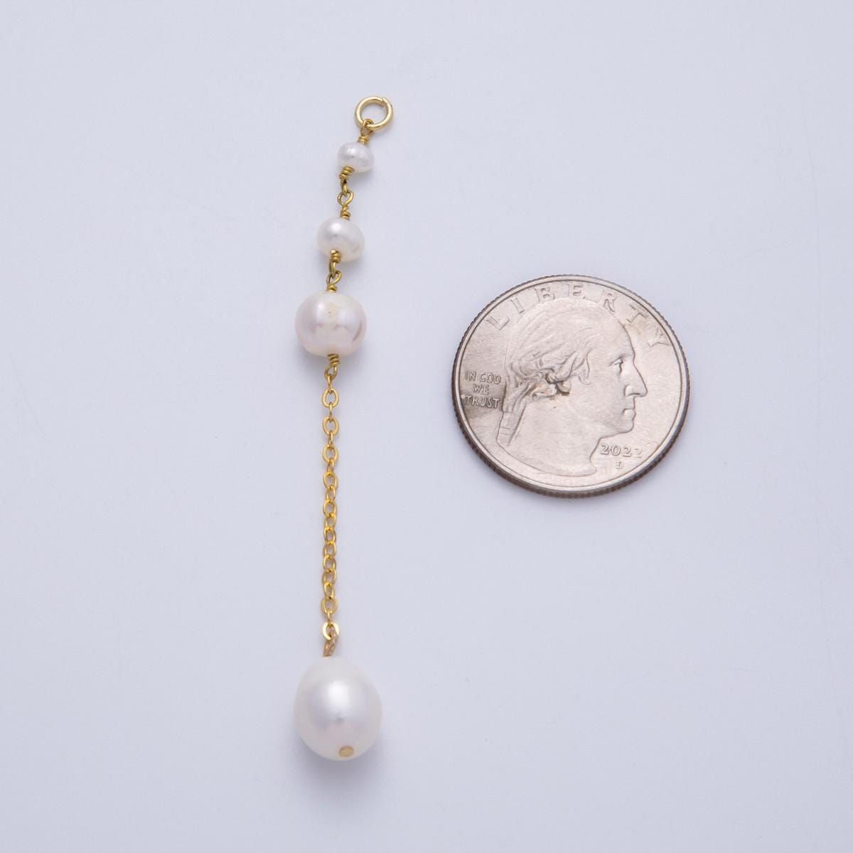 16k Long Baroque Pearl drop charm for custom earrings 75mm white dangle for bridal jewelry minimalist gift for her diy supply | CHARMS-00335