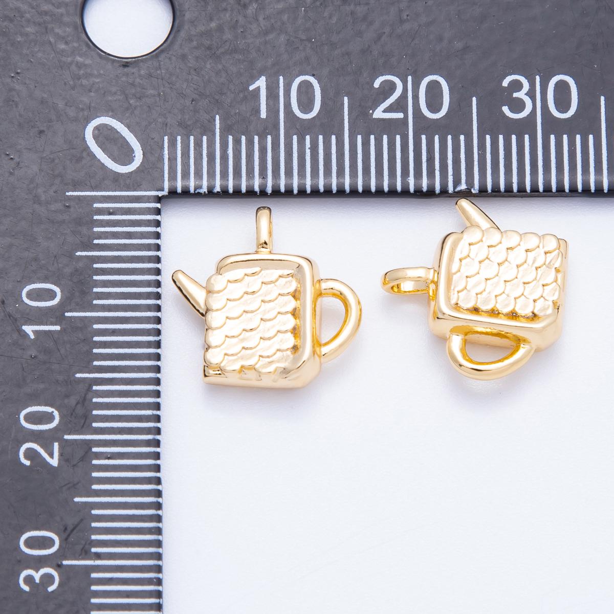 18k Gold Filled Teapot Charm, 3D Tea Kettle Pendant Charms-00421