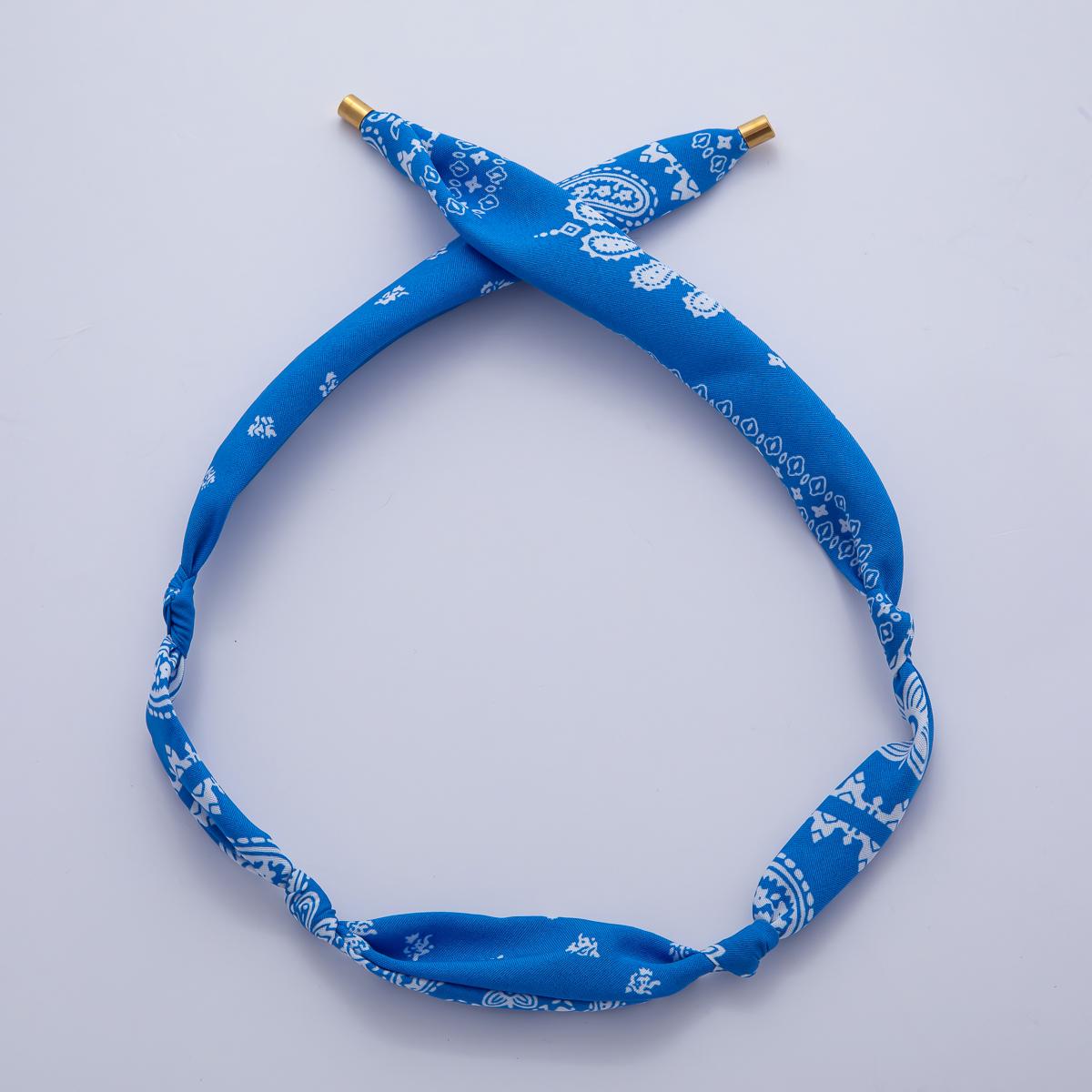 Gold Stainless Steel 25mm Red Blue Green Handmade Bandana Scarf Necklace Twisted Cotton Supply Boho DIY Jewelry Making | WA-04029