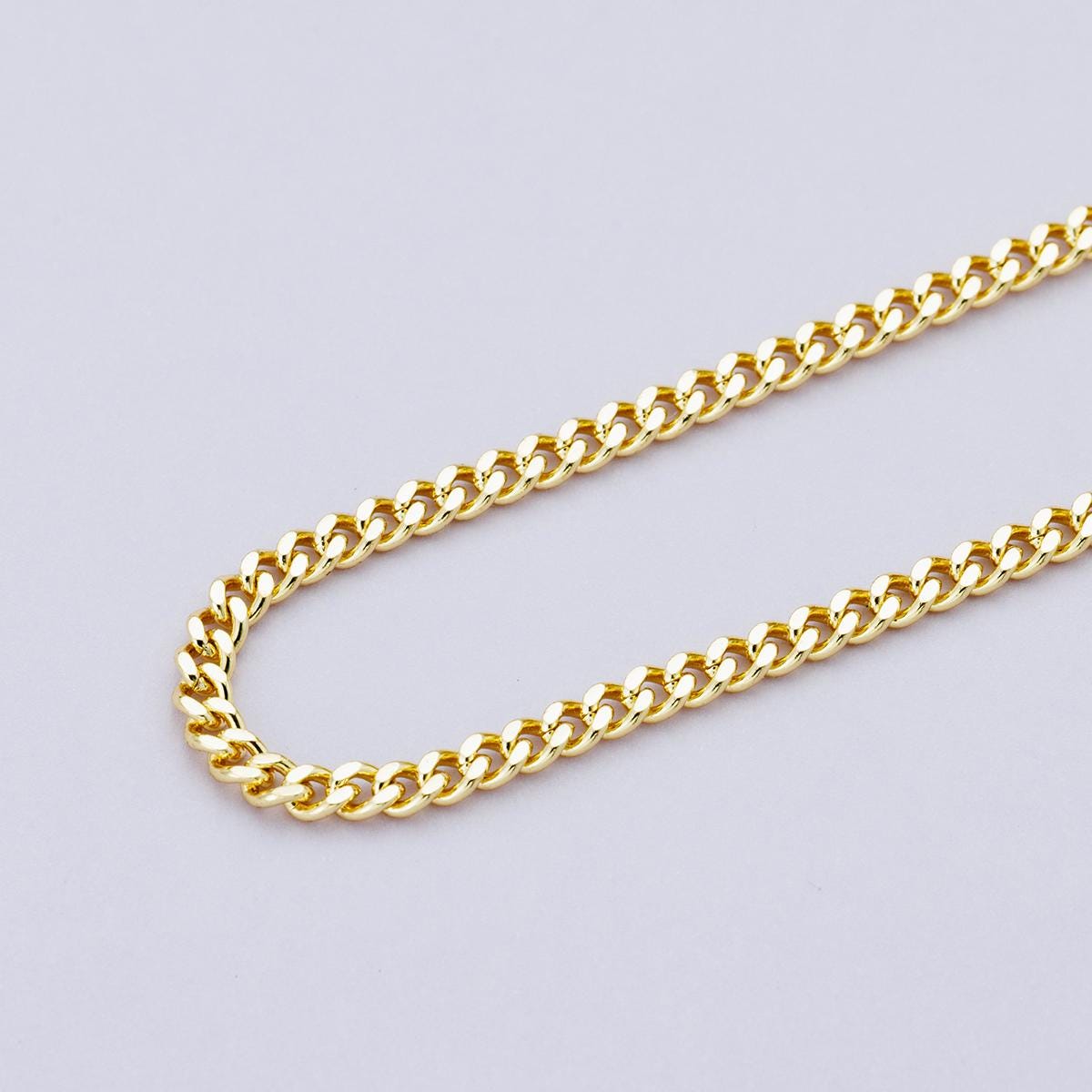 16k Gold Filled Cuban Link Chain by Yard Wholesale Bulk Dainty Gold Layering DIY Jewelry Supply for Necklace Bracelet Making | ROLL-01863
